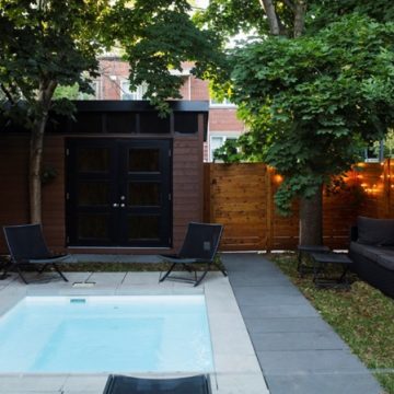 small backyard with paling fence