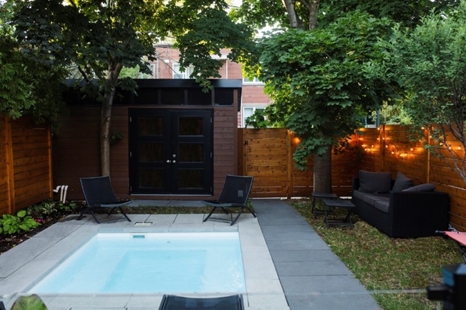 small backyard with paling fence